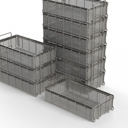 Anysizebasket Tote Basket, 24L x 13W x 6H, 1/2 x No 18 Flattened Expanded Metal, Carbon Steel, Zinc Plated TOTE-241306-E12-PS